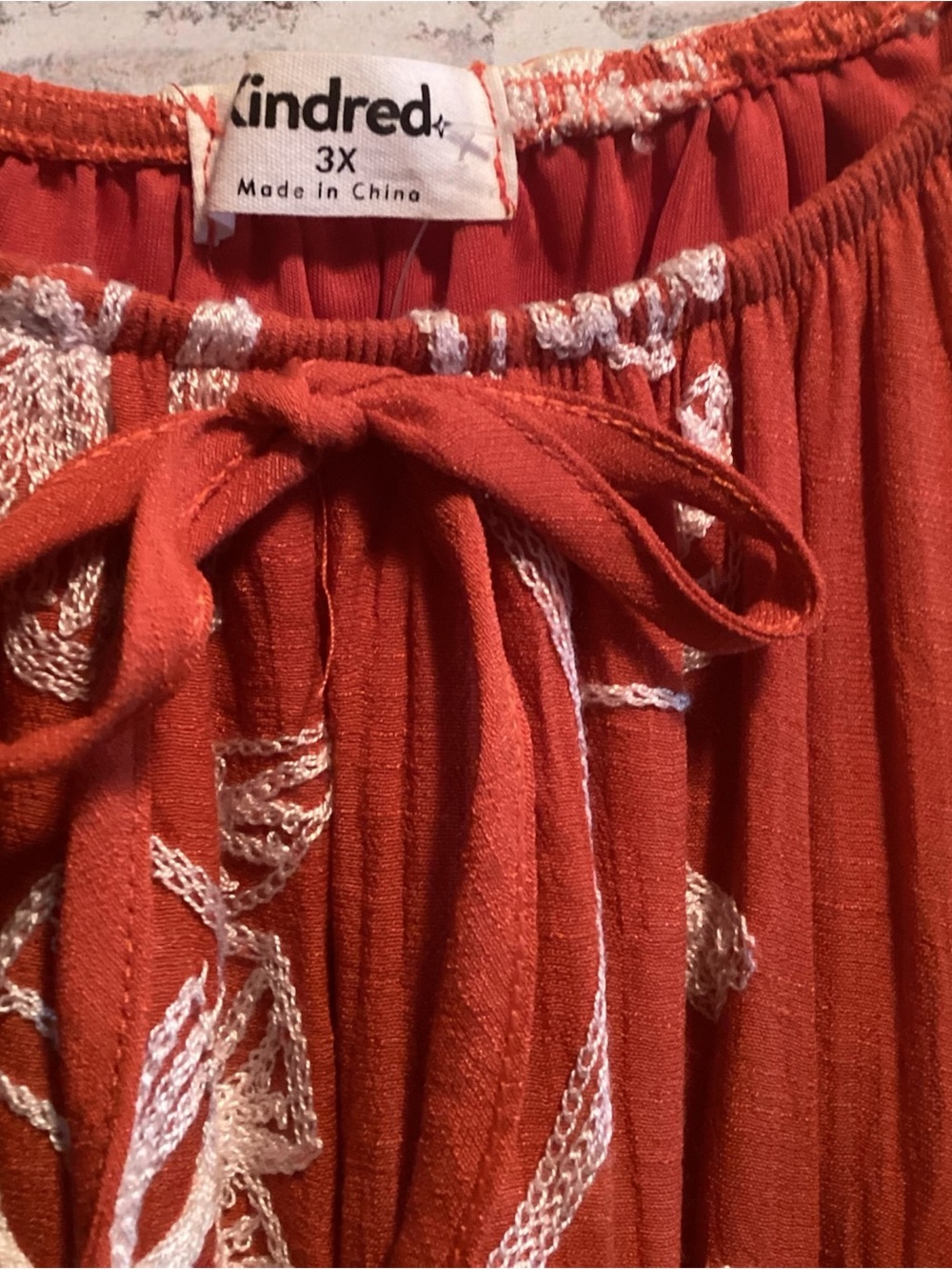 Rust Floral Maxi Dress with Gathered Neckline - Picture 5 of 13
